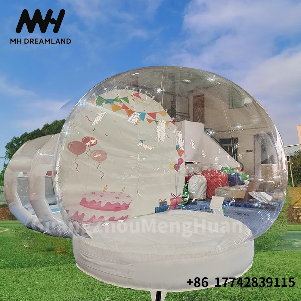 PVC Inflatable Bubble House with Jumping Platform Inflatable Transparent Balloons Dome Tent Air Mattress for Kids