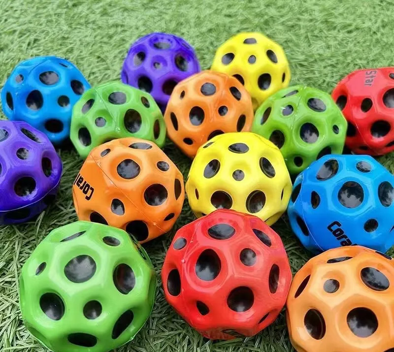 Wholesale Soft Pu Foam High Bouncing Moon Shape Balls 3D Anti Relief Magic Bouncy Ball Toys 60mm Stress Space Ball For Kids