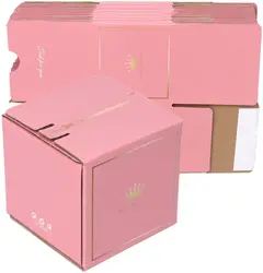 Custom logo pink corrugated small mailer cardboard shipping boxes self stick zipper packaging boxes