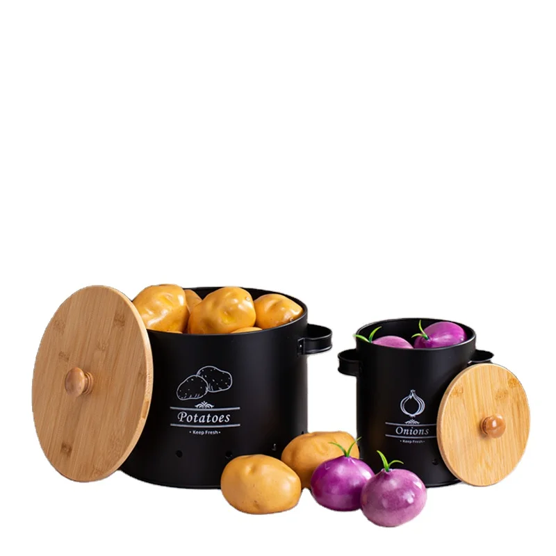 Kitchen Household Potato Light-proof Storage Tank Vegetable Breathable Bamboo Lid Onion Garlic Fresh-keeping Box