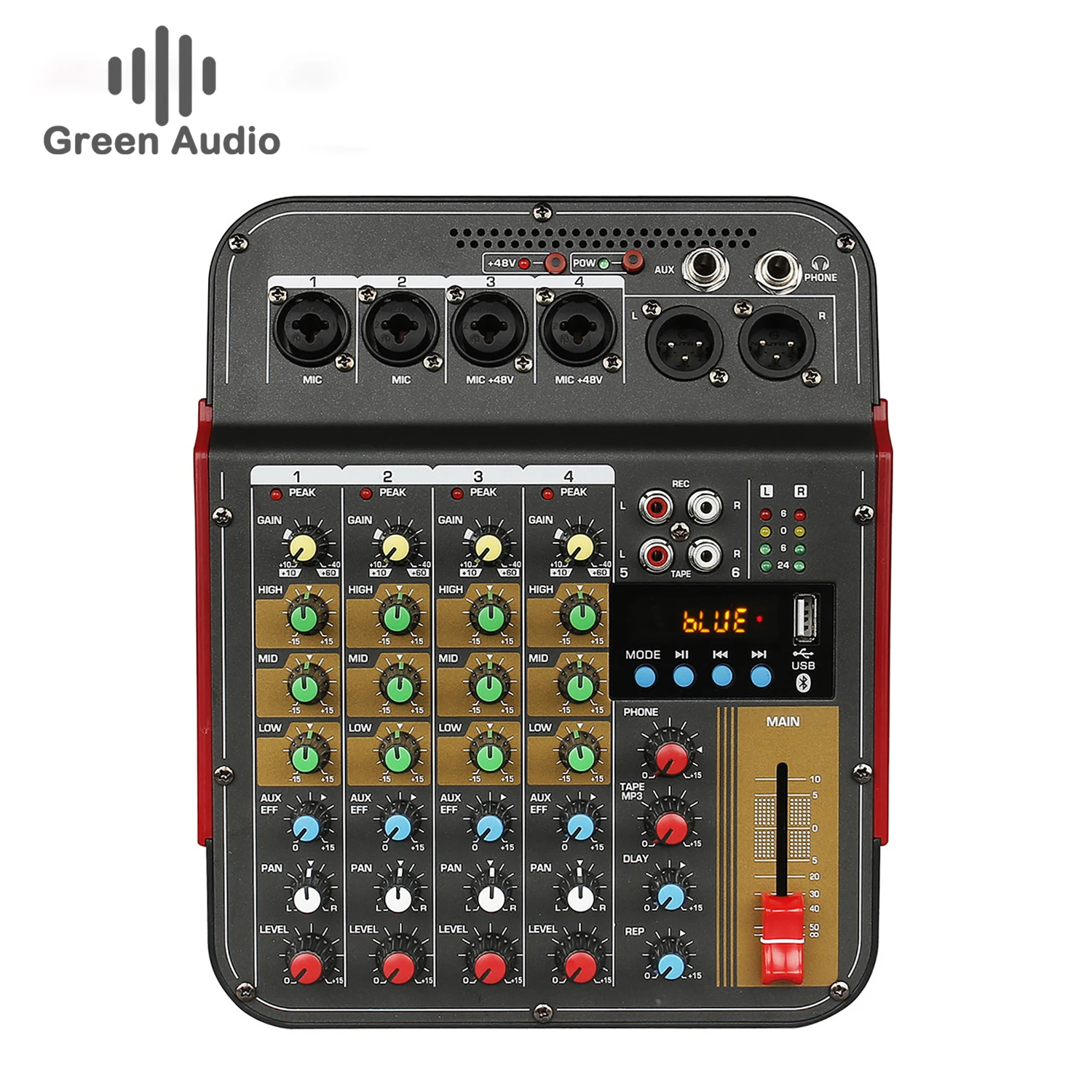 GAX-MG6 Manufacturer 6 channel mixer Band recording performance with USB MP3 audio mixer