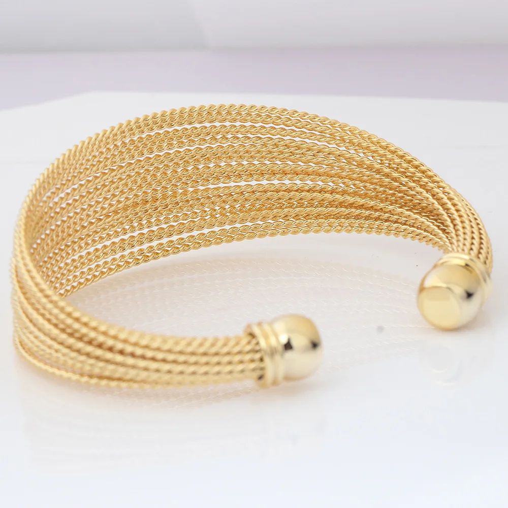 Yiwu Daicy women jewelry and accessories stainless steel Multilayer wire bracelet gold plate bracelet open adjustable