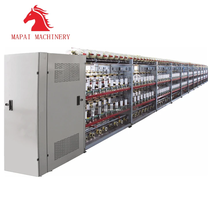 E-traverse yarn covering machine with belt drive spindle automatic computerized system