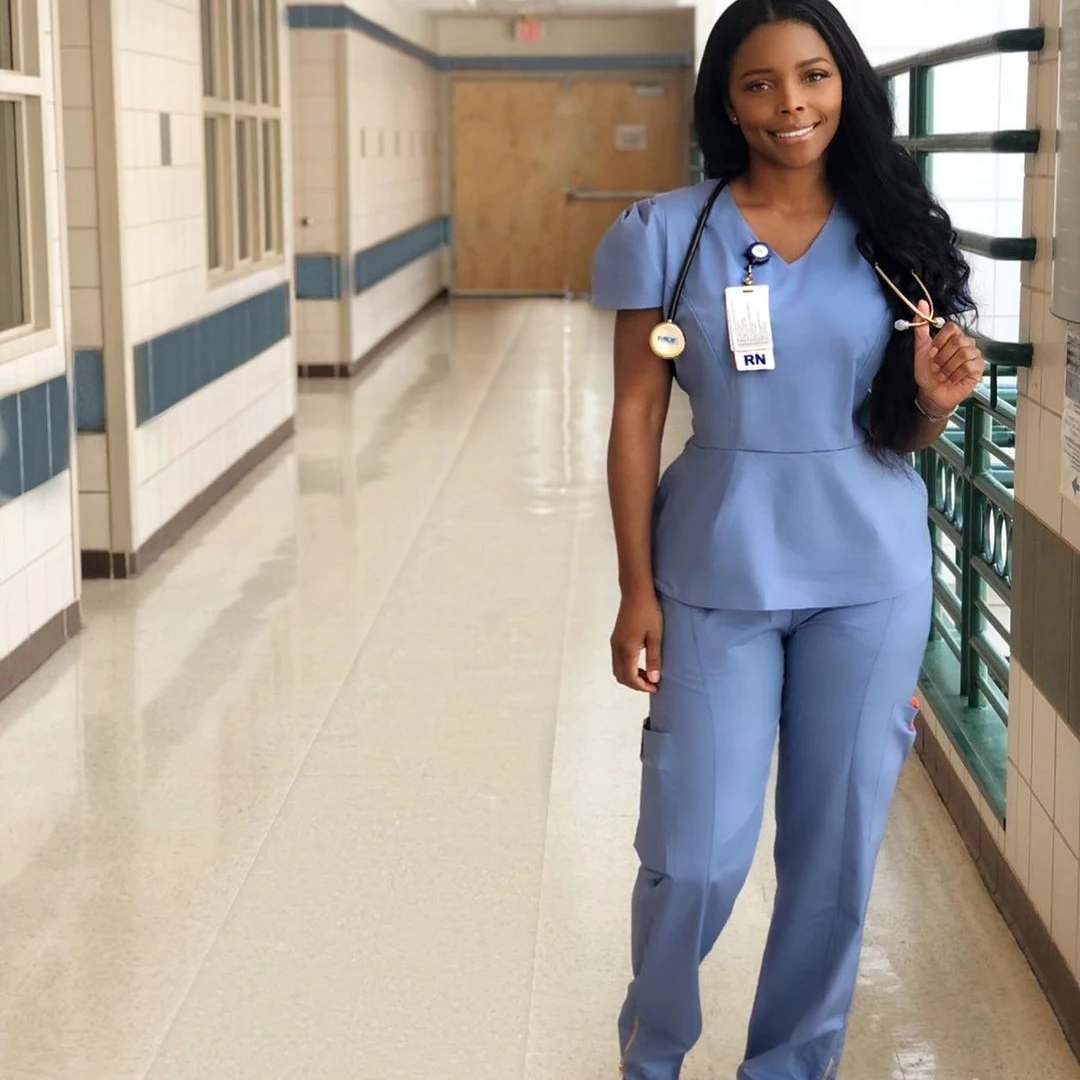 2024 New Arrival Nursing Scrub Sets Medical Uniforms with Jogger Pants Made of Polyester Rayon Spandex for Hospital Staff
