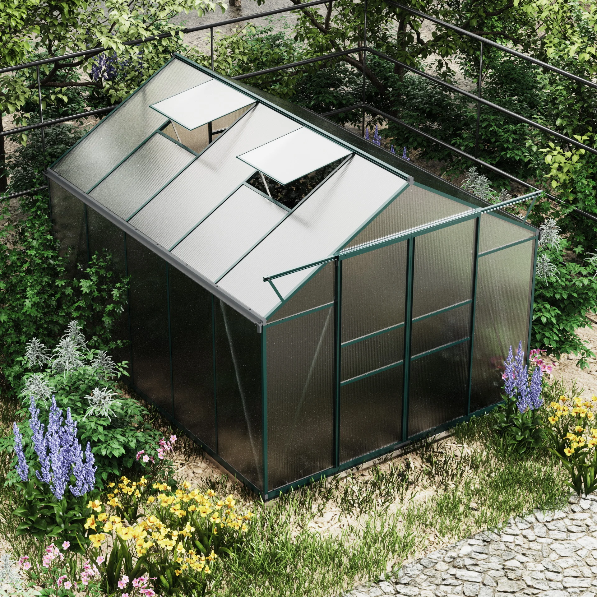 Manufacturer Sale Commercial Aluminium Alloy Modern Outdoor Modular Green House Kit Pc Sheet Small Polycarbonate Greenhouse