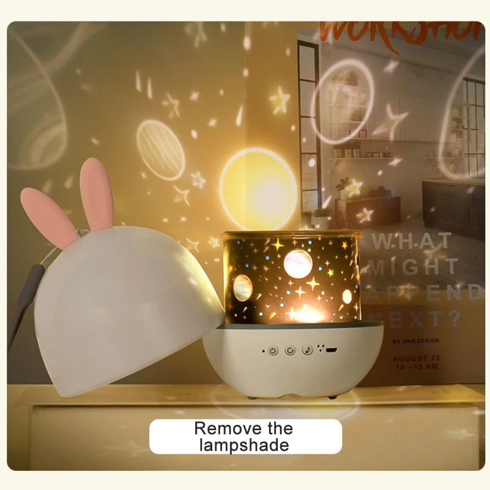 LED Star Projector Night Light Romantic Music Charging Rotating Projection Lamp for Home Party Decorate Baby Sleep