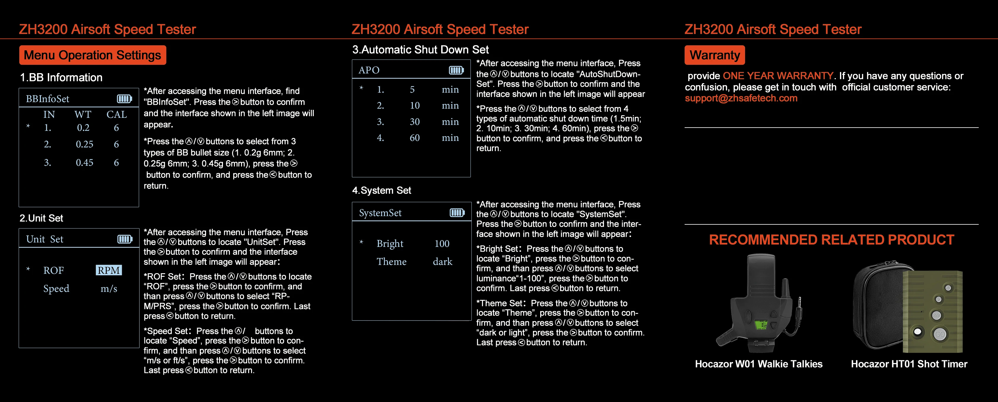 Tactical Hunting Chronograph Speed Tester Measures Bullet Velocity Shooting Chrony