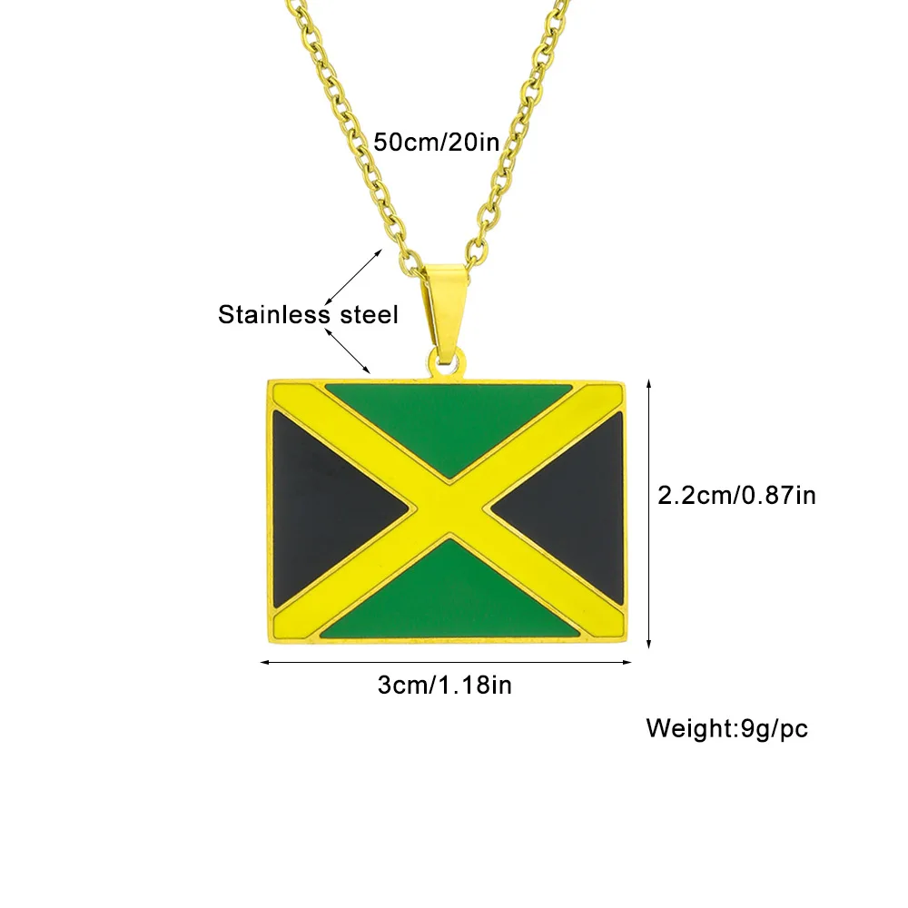 Vintage stainless steel Jamaican flag necklace for men and women couples ethnic style accessories new