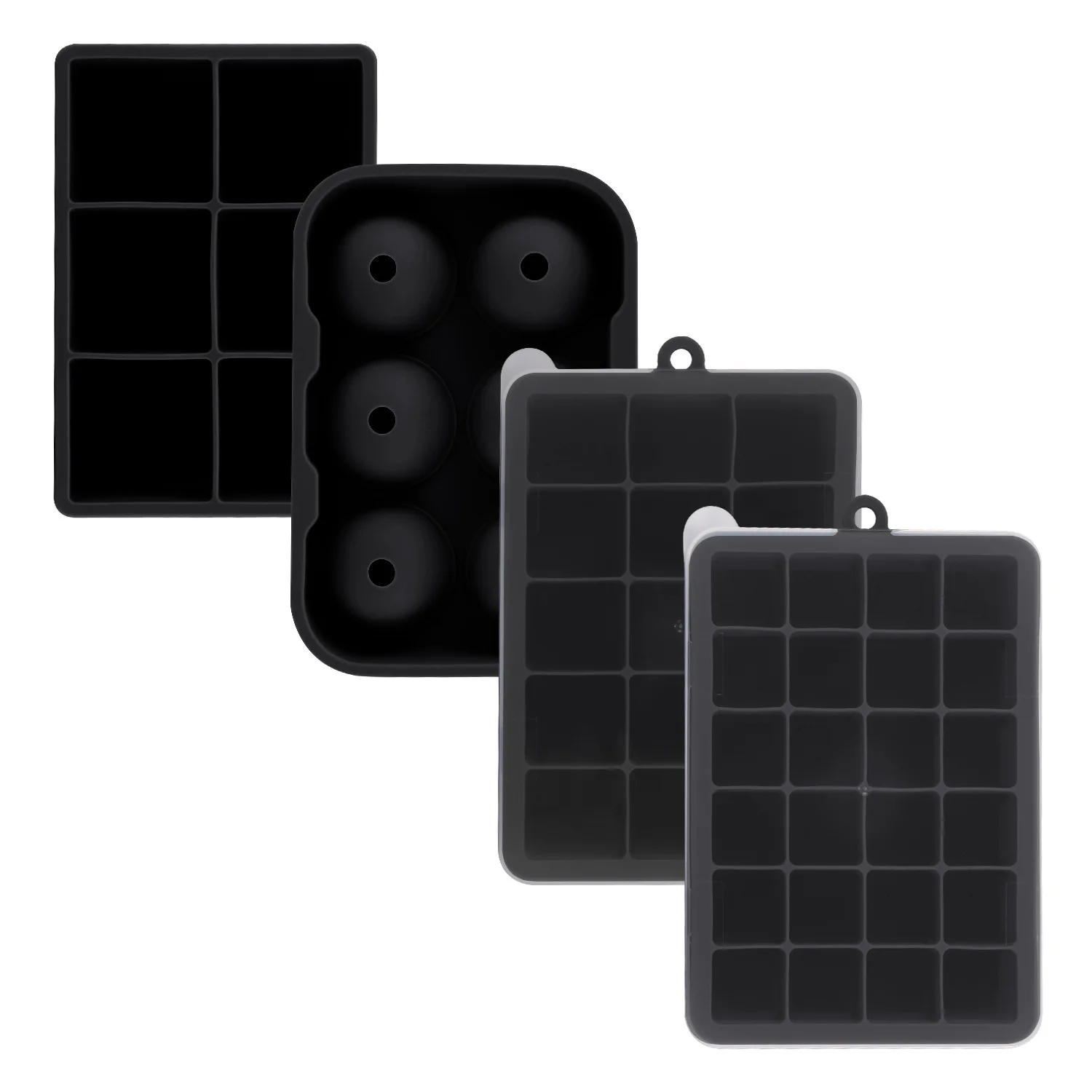 6-Hole round Ice Hockey Molded Flexible Cube Mold Tool Silicone Square Easy Release Ice Trays