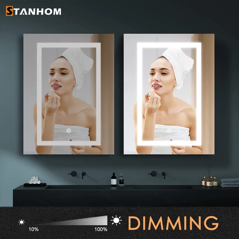 STANHOM Luxury Storage Automatic Anti Fog Vanity Mirror Cabinet for Bathroom Toilet Bedroom
