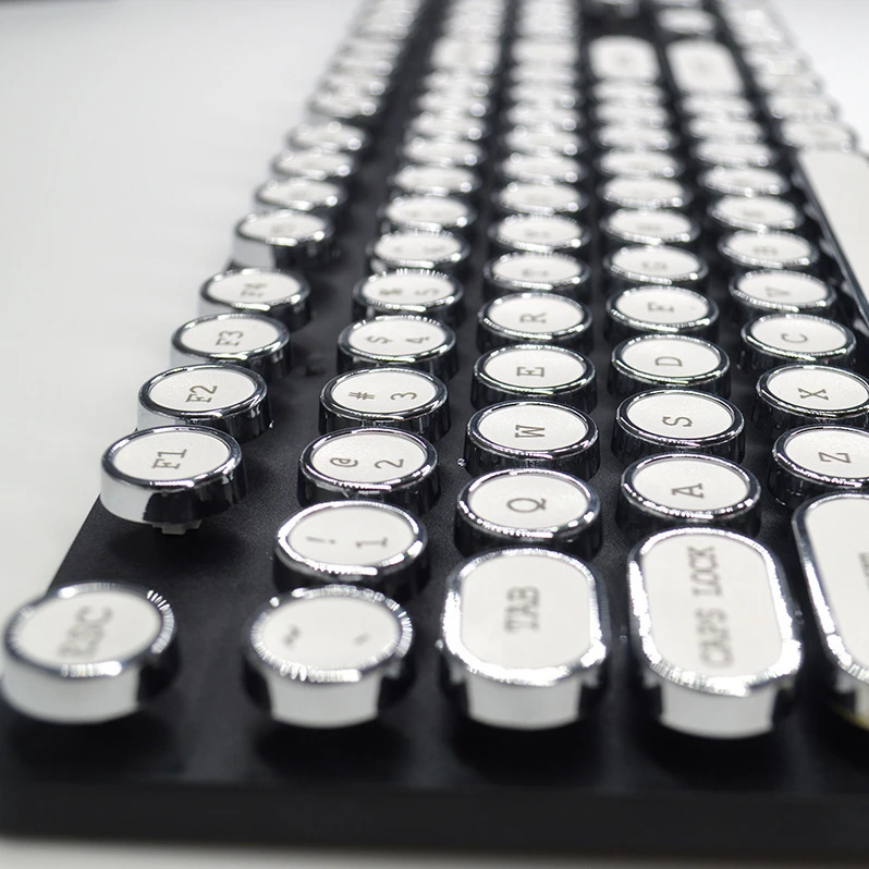 Retro punk electroplating round keycap mechanical keyboard green axis computer game metal keycap 104 keys