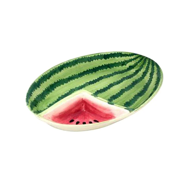 ceramic unique plate custom green watermelon design plate