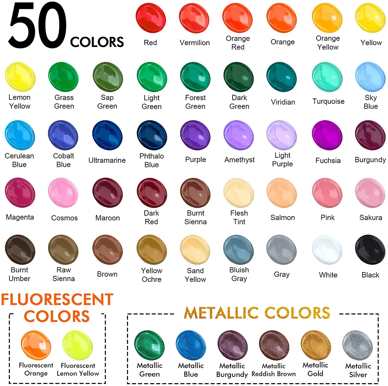 Профессиональный набор акриловых красок 50 цветов художественная краска для художников и детей Нетоксичная 60 мл набор акриловых красок
