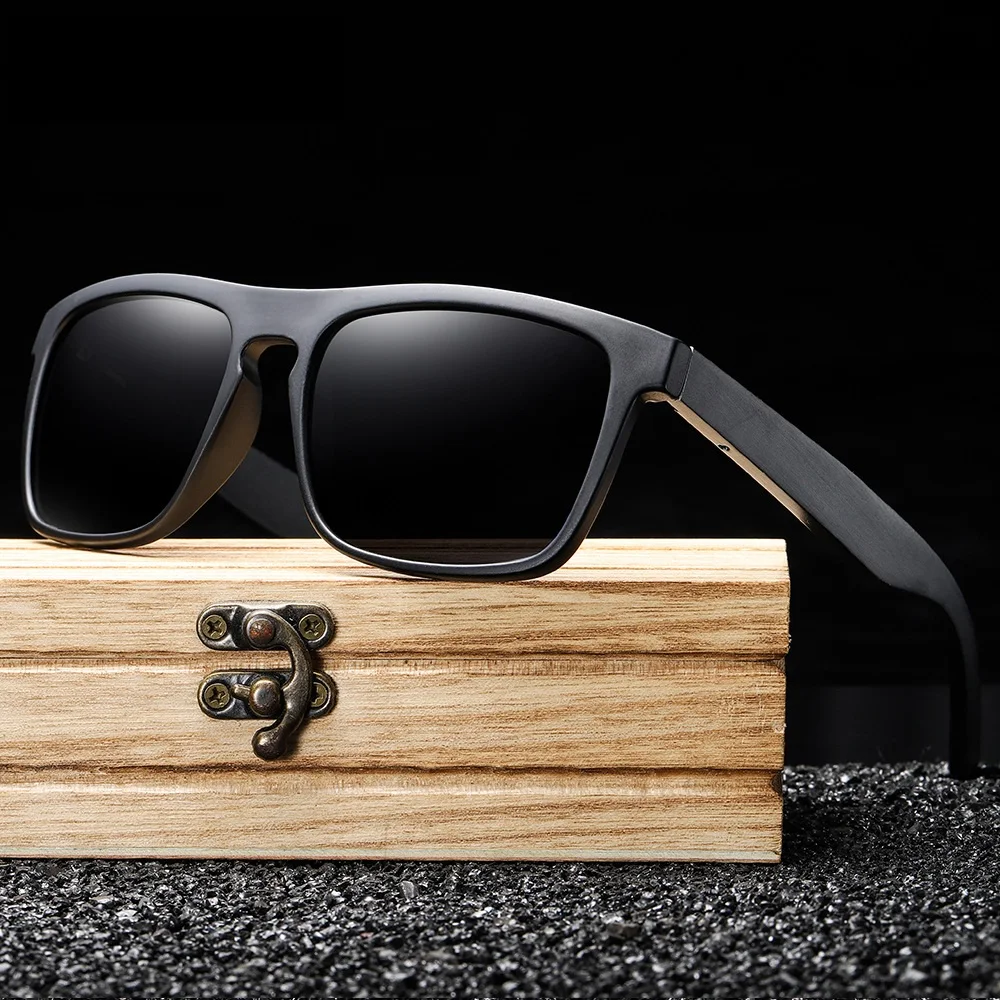 Lbashades Новое поступление модные очки бамбуковые солнцезащитные черные поляризованные мужские деревянные