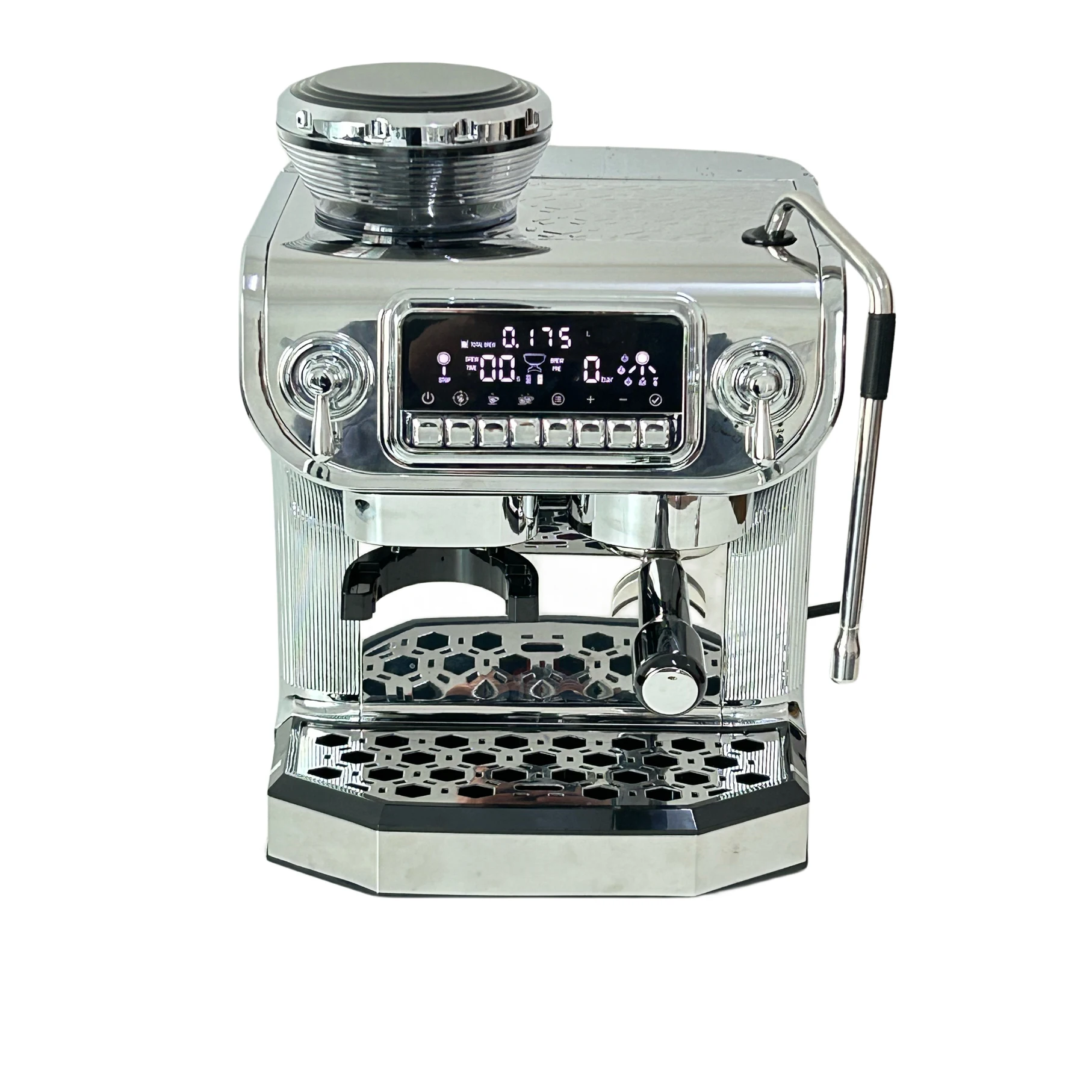 Restaurant Electric Commercial Automatic Cappuccino Espresso Coffee Maker With 3 Hole Steamer and Grinder