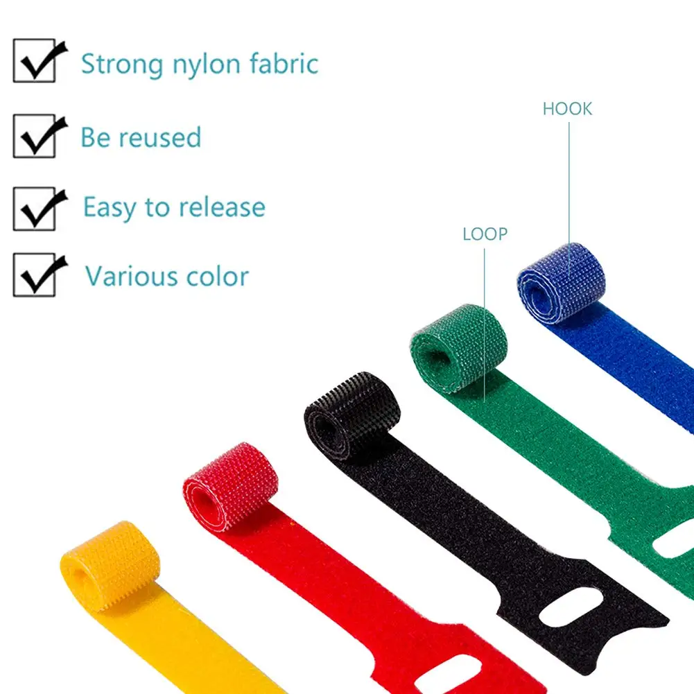 Adjustable Cord Fastening Reusable Fastening Hook Loop Cord Organizer Nylon Cable Ties For Home Office Data Centers Electronics