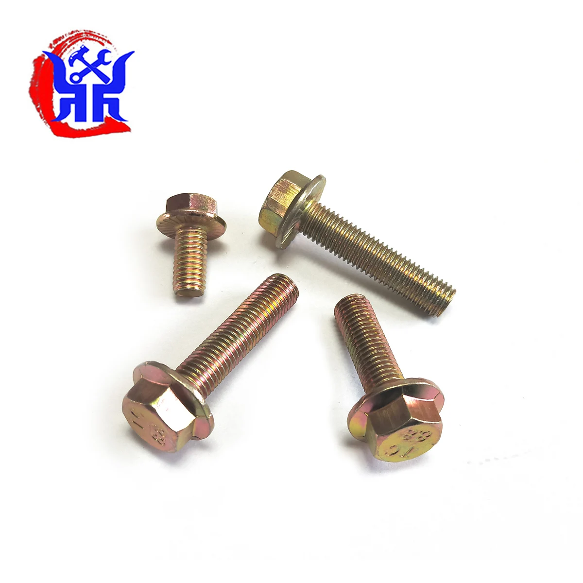 M6x1.0x25mm Grade 8.8 Hex Flange Bolts Screws Threads Yellow Zinc Plated Hexagon Flange Serrated Bolts DIN6921