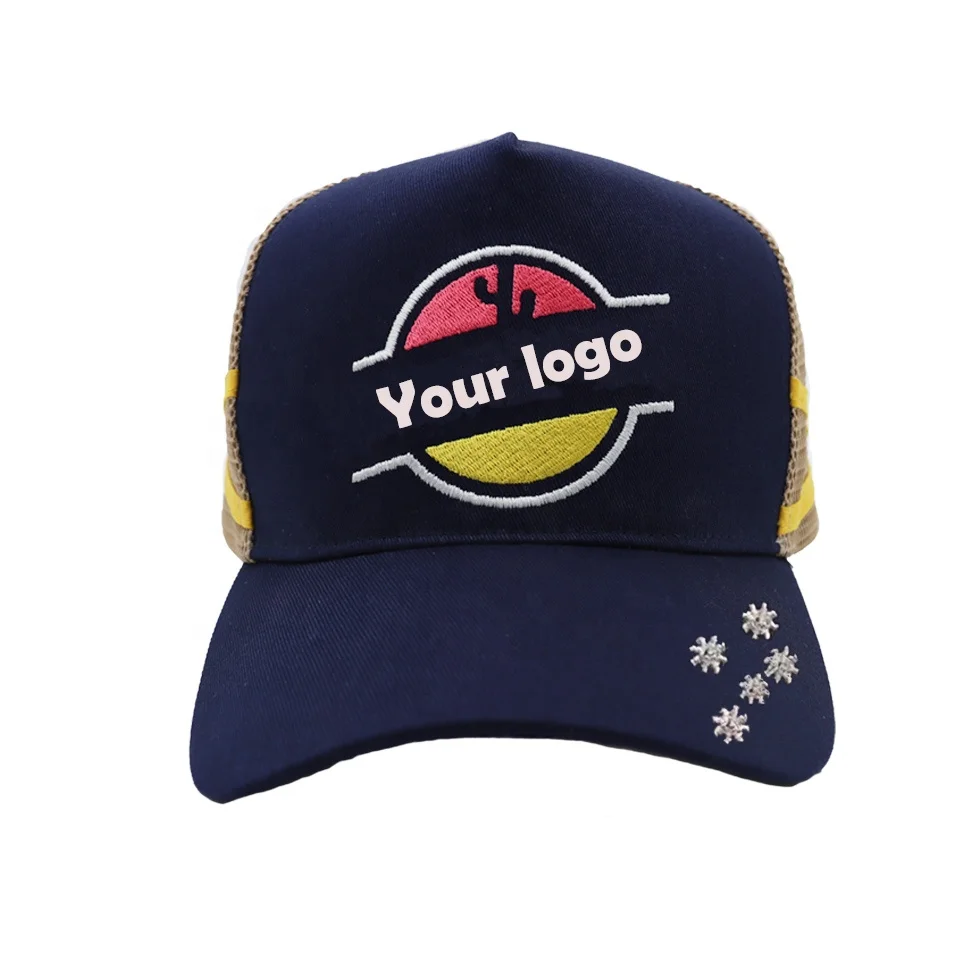 New design factory price high profile 5 panel trucker hats caps customization logo high quality two strips trucker hat