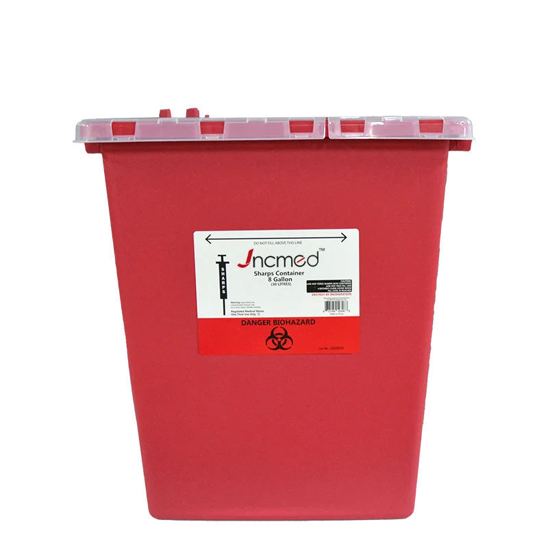 JCMED Plastic sharps container 8 gallon  bin medical pure syringe with box