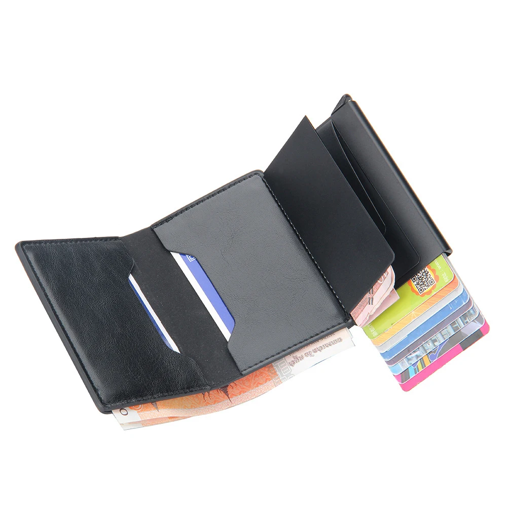 Новинка модный автоматический бумажник с выдвижным банком для мужчин Rfid блочный защищенный держатель карт минималистичный алюминиевый