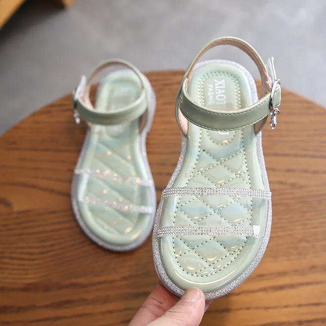 
KS0435 Wholesale kids sandals summer nice rhinestone design girls clear sandals 2020 