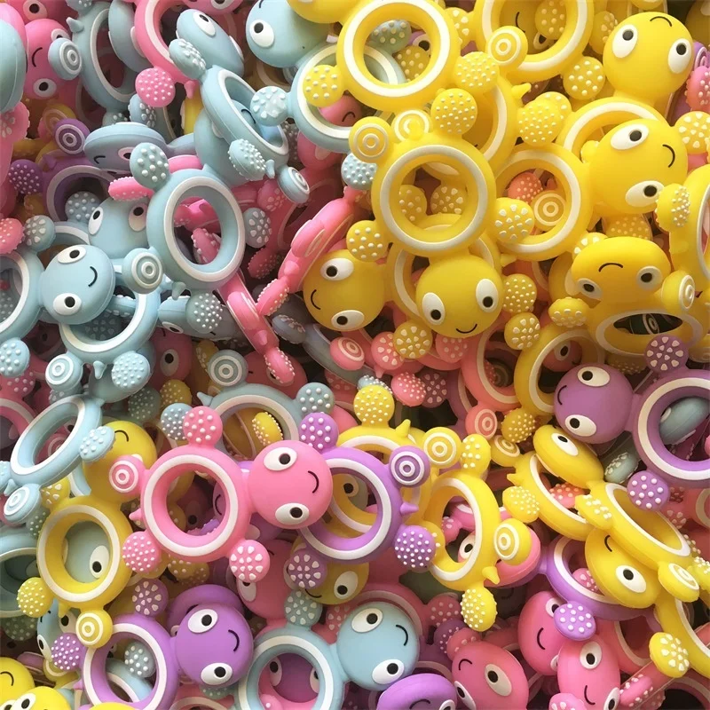 
Child Gift Non-Toxic BPA-Free colorful food grade turtle tortoise silicone baby teether ring training teething chew toys 