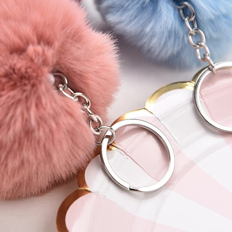 
Wholesale Faux Fur Ball Keyring Pom Pom Keychain For bags pendant 