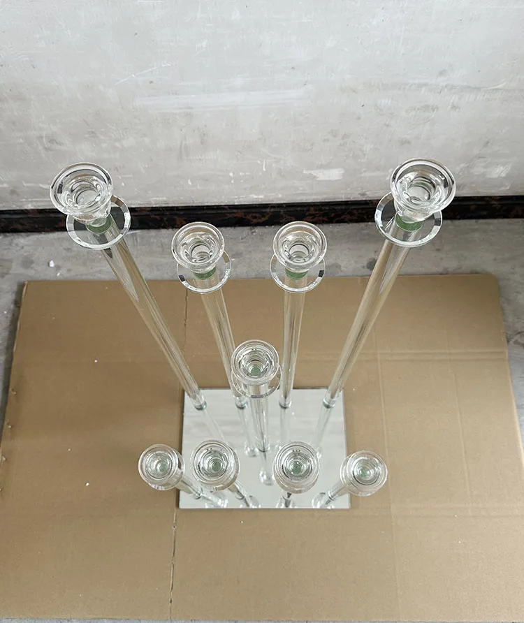 MH-TZ0598  9arm morden crystal  candelabara wedding centerpieces crystal candlestick candle holder