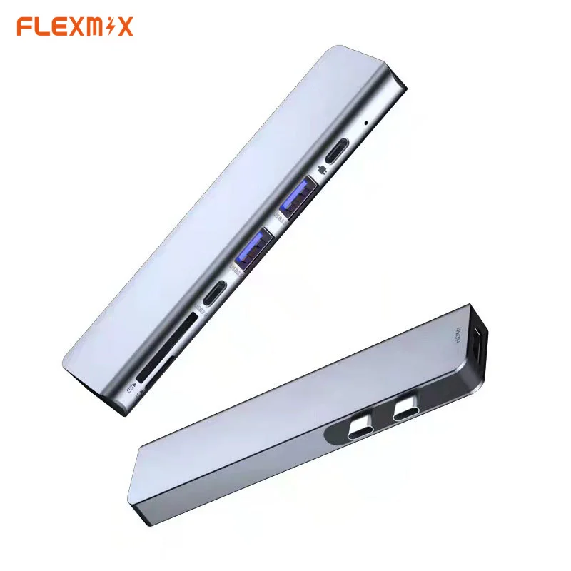 Двойной разъем USB Type C концентратор USB док-станция для SD устройство для считывания с tf-карт 4K видео многопортовый Адаптер 7 в 1 док-станция USB C Mac book pro