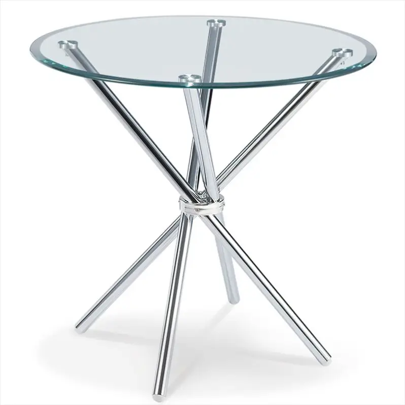 Wholesale High Quality dining room furniture round metal frame dining glass table