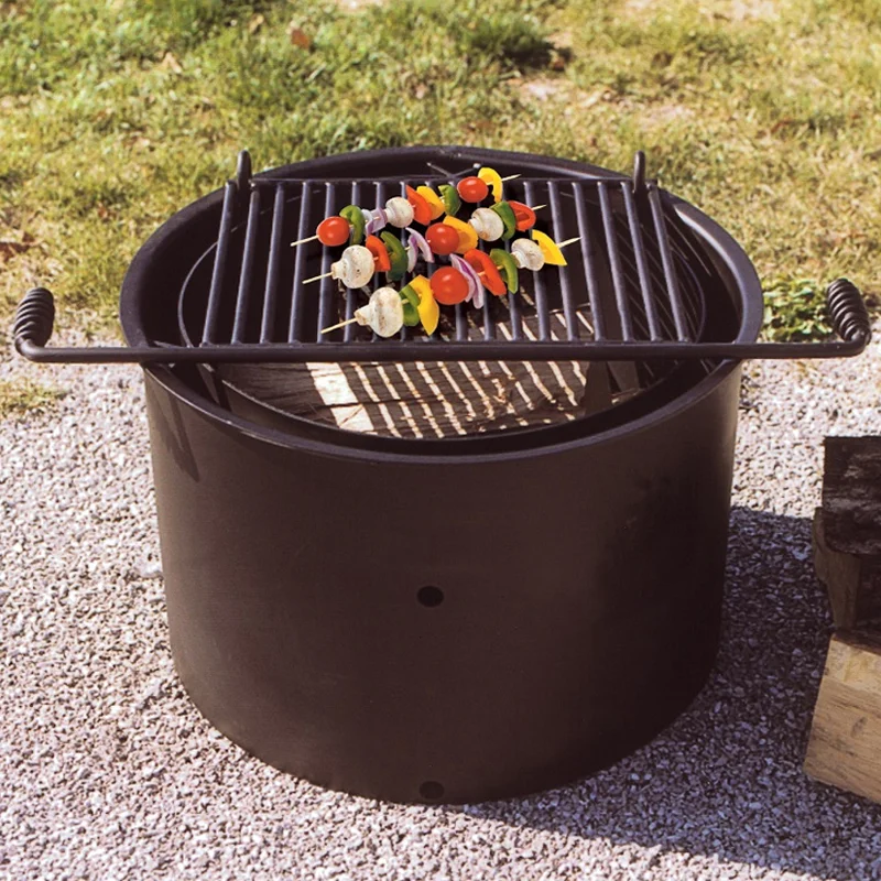 Outdoors high temperature resistance black powder-coated 32 in Fire Ring with Adjustable Grate BBQ grill
