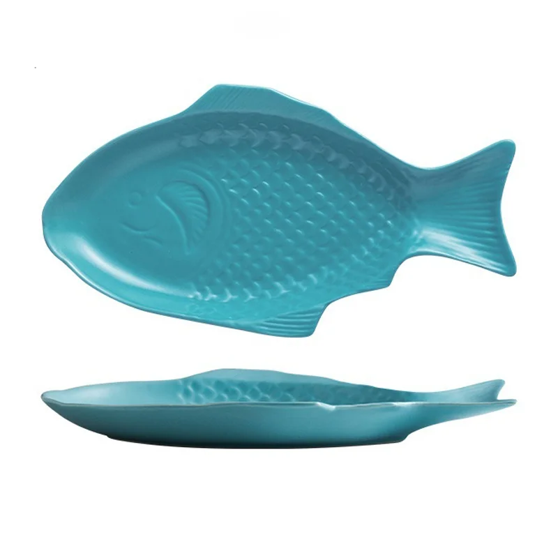 
11 inch ceramic chop pepper fish head plate with dishes flat plate western food fish plate Six colors available 