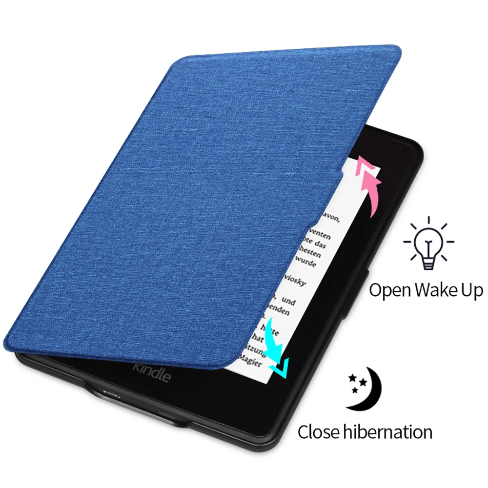Handhold Sleep/Wake Smart Canvas Leather Cover Hard Shell Case for Kindle Paperwhite123  6 Inch Ereader