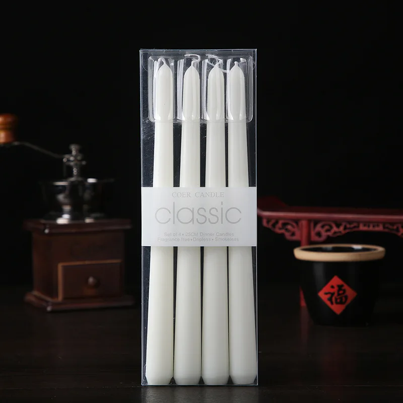 taper candles 2.2*25cm European style wedding long candle western food banquet long stick smokeless candle romantic wedding deco