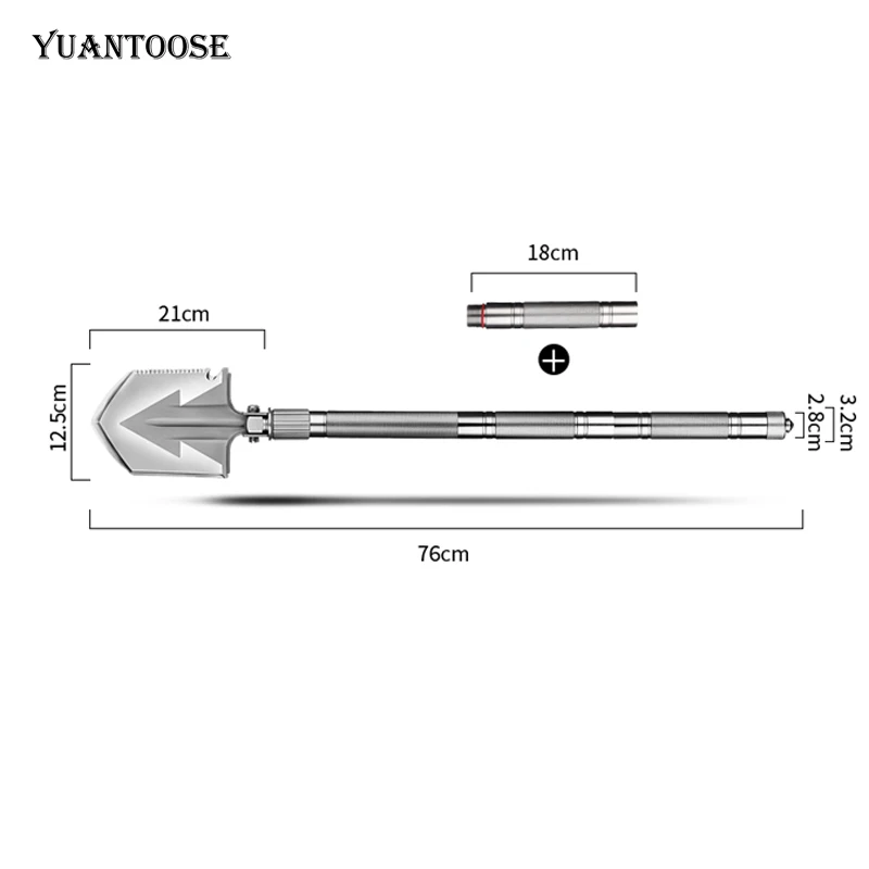 Outdoor Shovel For Hiking, Backpacking Fishing, Tactical Army Surplus Multitool
