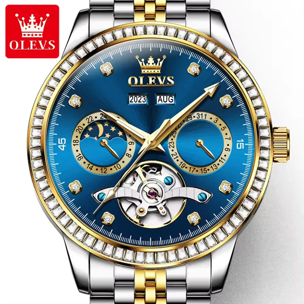 HYX Latest OLEVS 7016 fashion China male mechanical watch perfect Stainless steel band Waterproof in stock business watch
