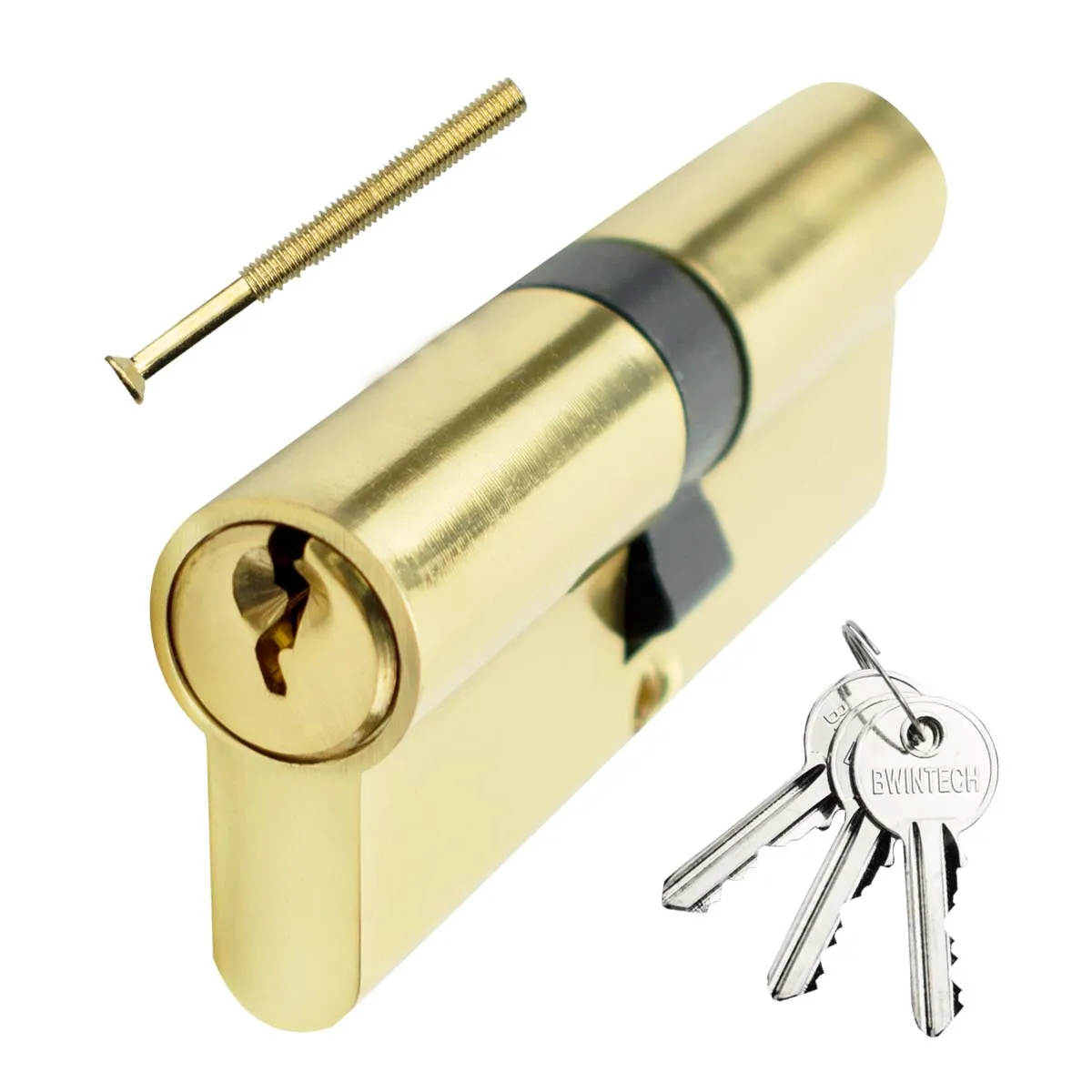 Baolai 70mm(35/35) Brass Euro Cylinder Lock,Door Barrel Lock,Key/Key with 3 normal Keys Polished Brass