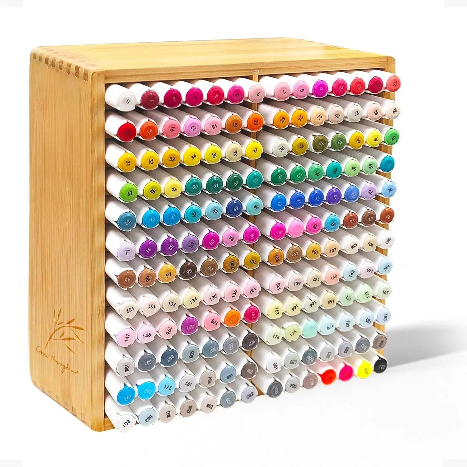 Marker Organizer for 168 Markers,Bamboo Wooden Desk Storage Organizer Rack,Markers Pens Pencils Art Brushes Storage Holder
