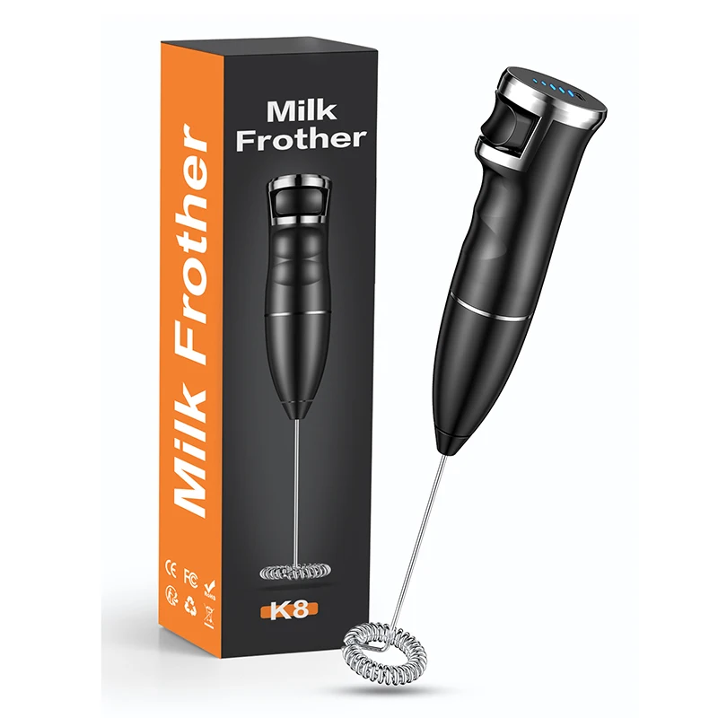 2024 electric Coffee Foam frother stand dink Mixer Handheld Milk frother with rechargeable backup battery