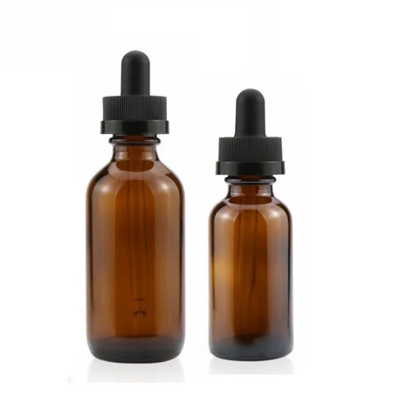 Packaging bottles childproof cap Boston round amber 1oz 30ml 60ml 120ml glass essential oil bottles with pointed pipette