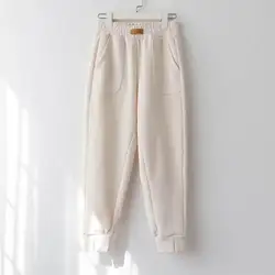 Fall winter new thick plus velvet slimming Joker loose waist toe anti-pilling sports pants