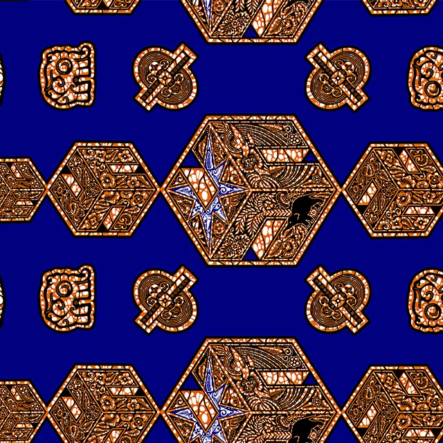 Custom LOGO Wholesale  African batik fabric imitation wax fabric print single sided and double sided JAVA/SUPER WAX