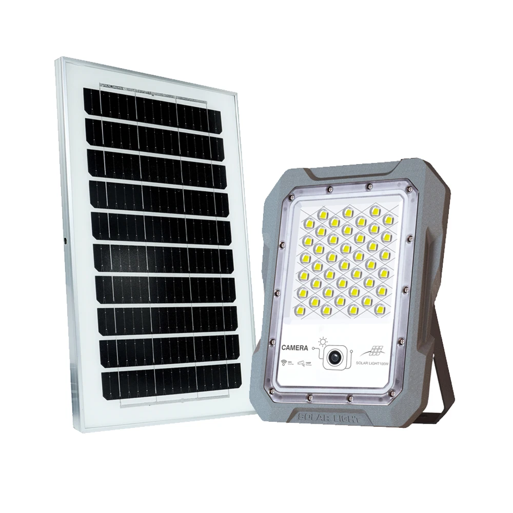 Outdoor Solar Flood Light with WiFi CCTV Camera 4MP Built-in 32GB TF Card Storage