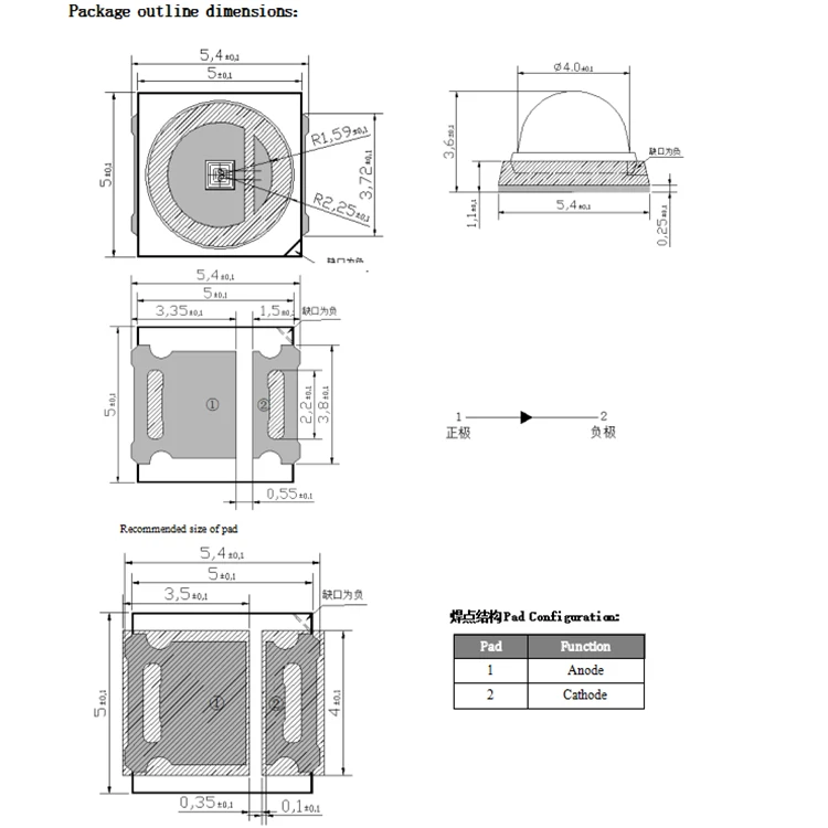 High Power 1W 2W 3W SMD 5050 LED Chip with Warm White Light Ceramic Bracket for Indoor and Outdoor Lighting ROHS Certified