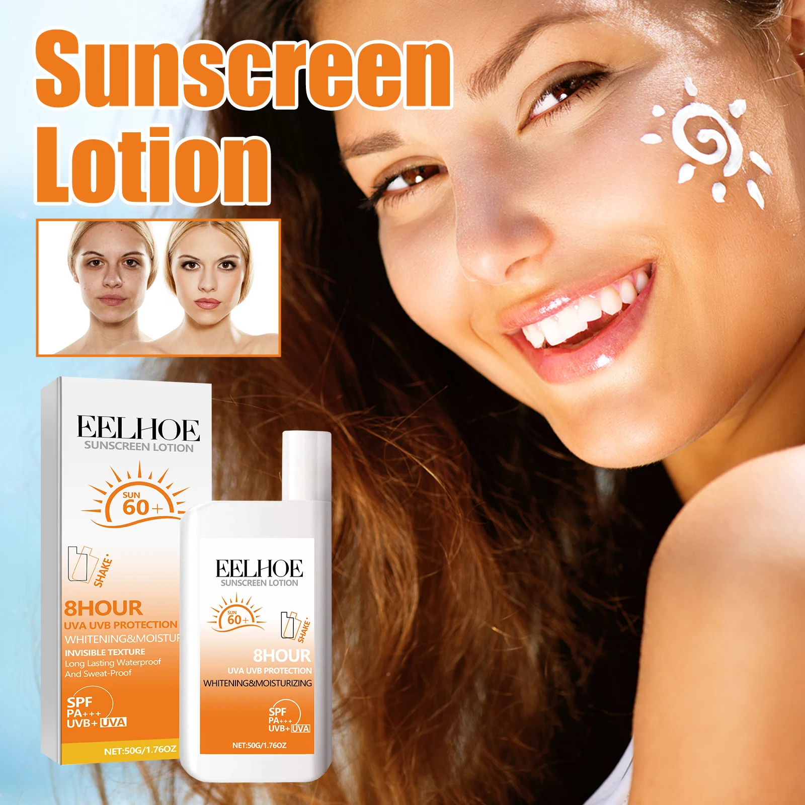 Wholesale EELHOE  SPF50  8 Hour Protection  Anti-UV  Whitening Sunscreen Lotion For Face And Body