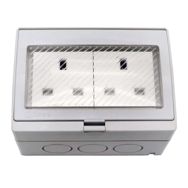 Строительные леса британского типа 250v/10A 2 gang Открытый водонепроницаемый разъем питания с распределительной коробки