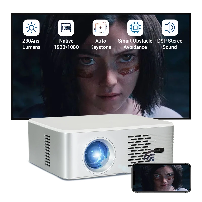 Оптовая продажа, видеопроектор Hotack LCD1080p Full HD, домашний кинотеатр, проектор для смартфона, мини-проектор 4K