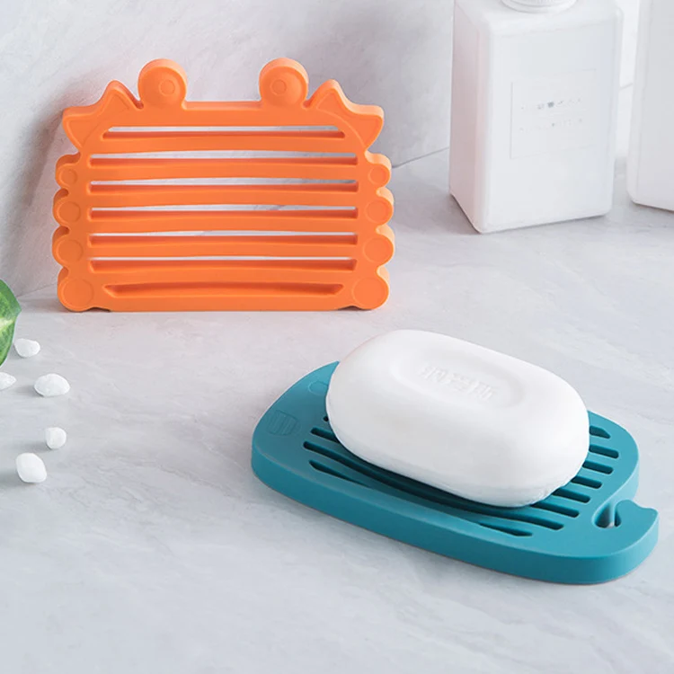 OEM&ODM Creative Cute Animals Design Bathroom Accessories Silicone Draining Bamboo Soap Dish