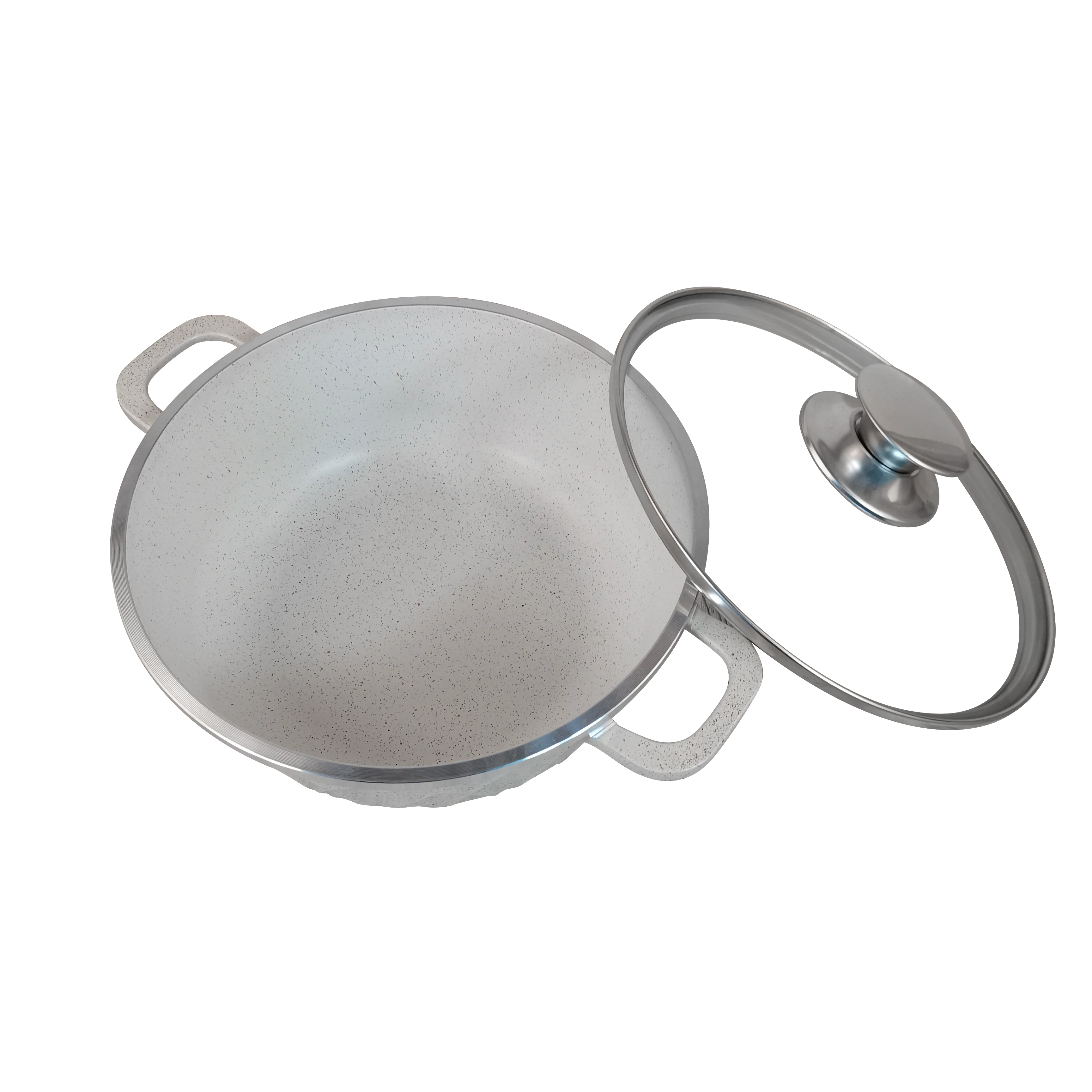 2023 new 10pcs aluminum cuisine cooking pot 22/24/26/28/30/32cm glass lids kitchen non stick cookware sets with corrugation
