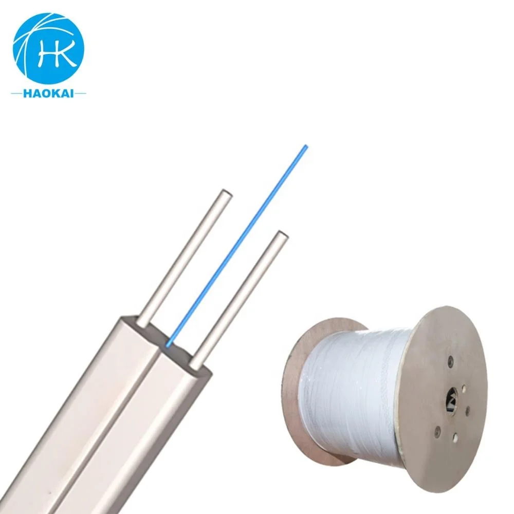 Single Mode G657a Flat Type Optical Drop Fiber Optic Cable Steel Wire FRP KFRP Custom Length FTTH LSZH PVC Price Per Meter GJXH